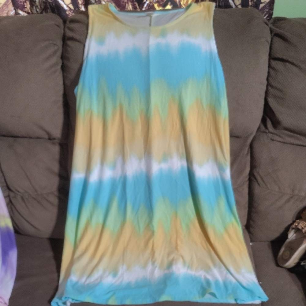 Colorful Tie-Dye Sleeveless Dress Size 1X